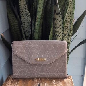 Stella And Dot Gray/Pink Clutch With Crystal